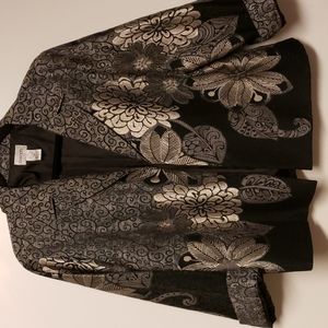 Chico's black and grey embroidered jacket